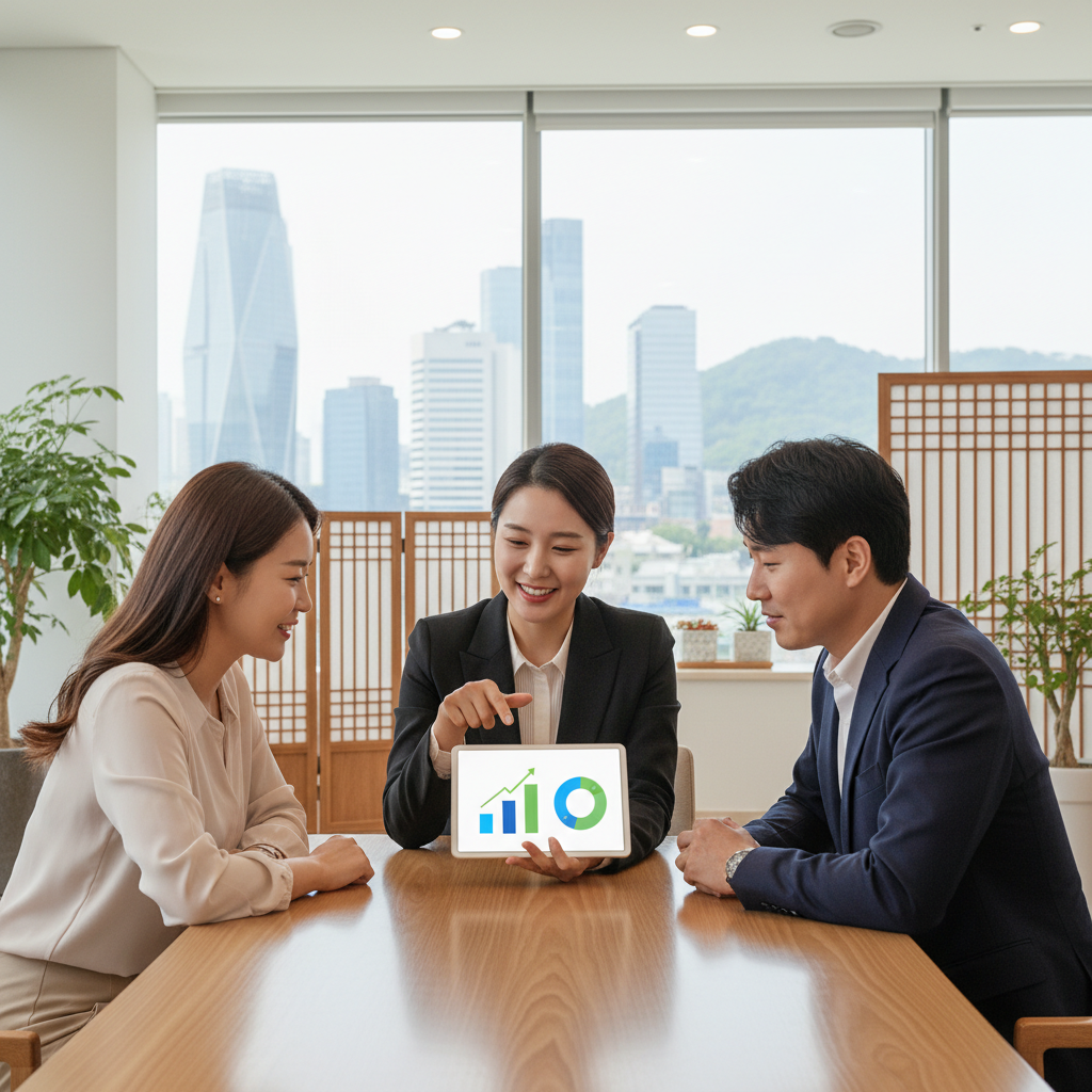 실시간자동차보험료비교견적사이트를 활용해 상담받는 모습