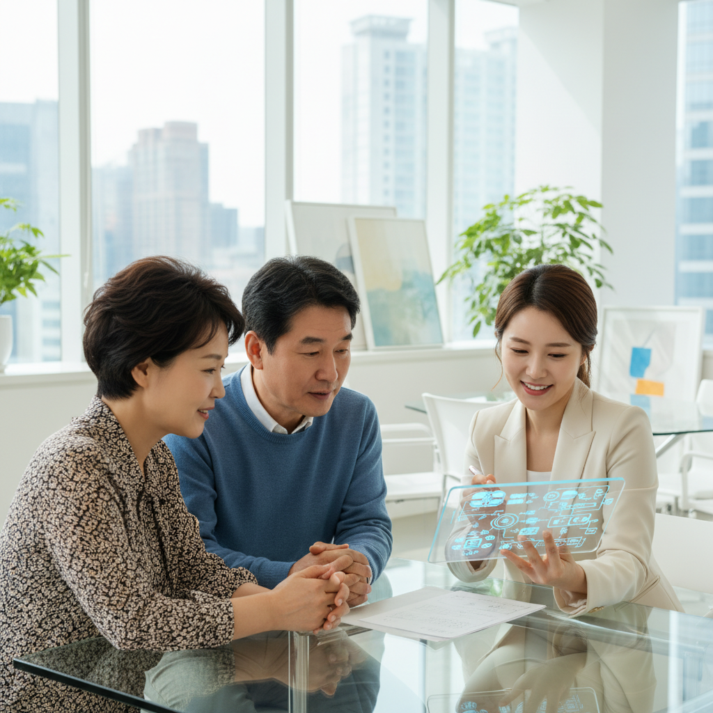 암보험 특약을 상담해주는 보험 전문가와 고객