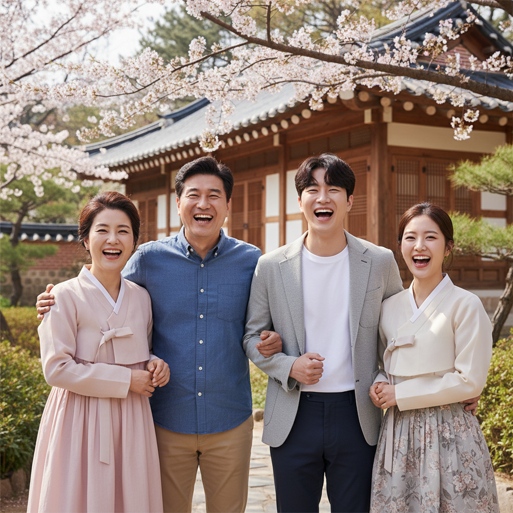 건강하고 환하게 웃는 가족의 모습