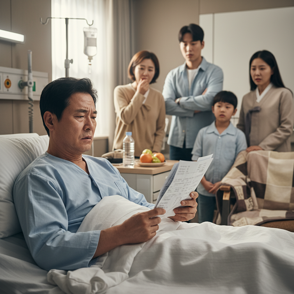 뇌경색 진단 후 걱정하는 가족들의 모습