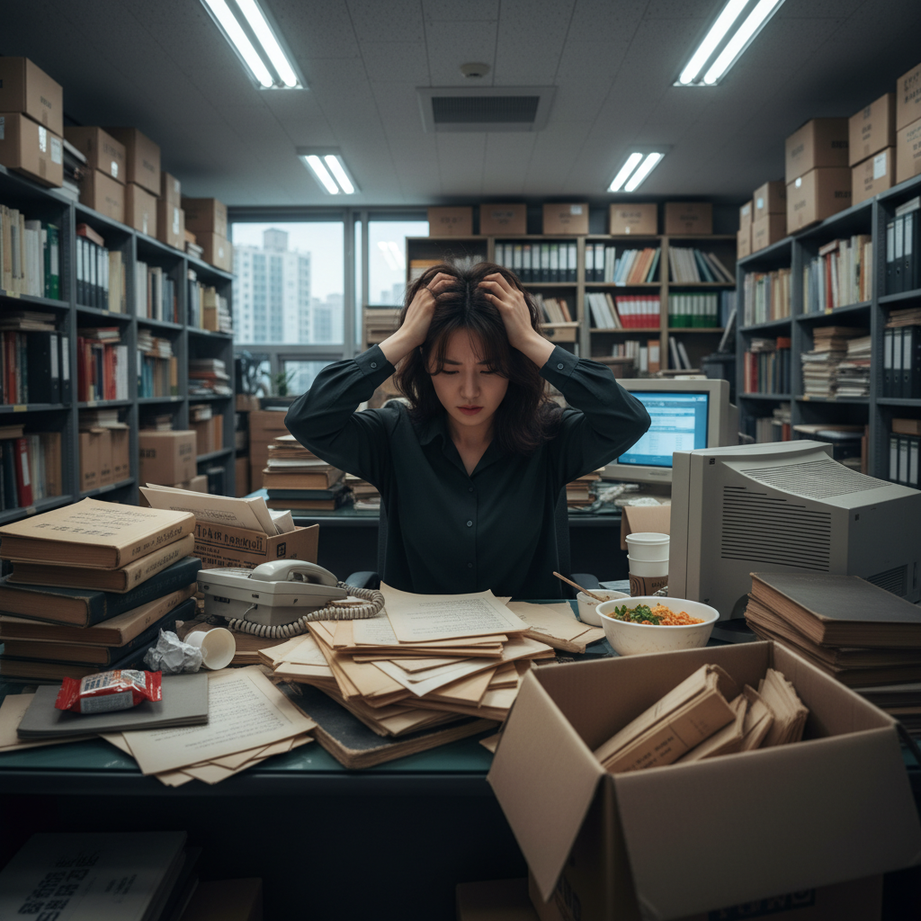 오래된 보험 서류를 보며 막막해하는 사람의 모습 - 보험가입내역