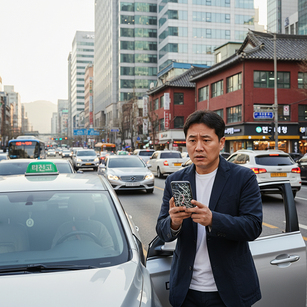 운전해야 할 상황에서 복잡한 원데이자동차보험나이 조건 때문에 고민하는 젊은 운전자