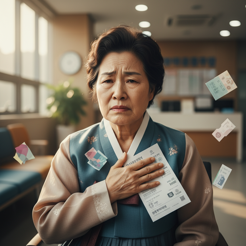 노년기 의료비 걱정하는 한국 여성의 모습