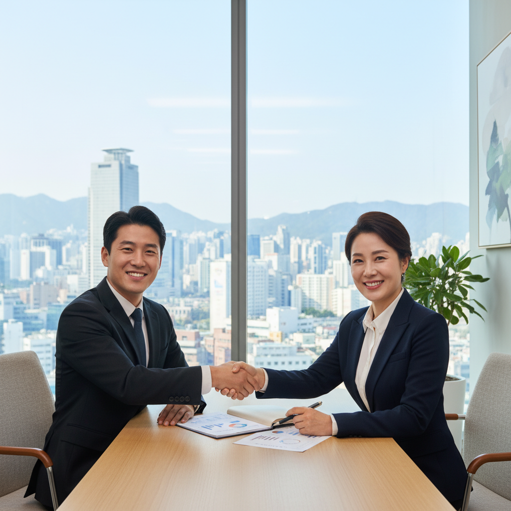 보험 전문가와 상담하며 안심하는 사업주