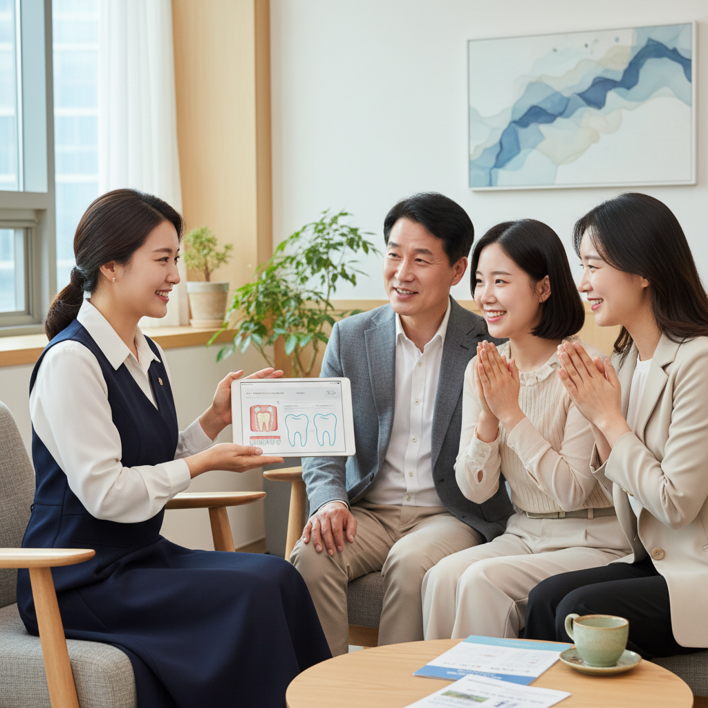 흥국생명치아보험 상담을 통해 자신에게 맞는 플랜을 확인하는 가족 흥국생명치아보험 상담을 통해 자신에게 맞는 플랜을 확인하는 가족