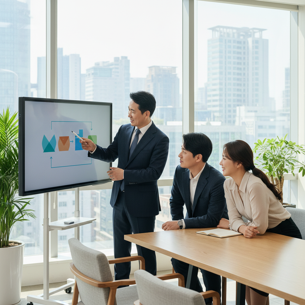 변액유니버셜보험 상담을 받는 고객과 재무 설계사