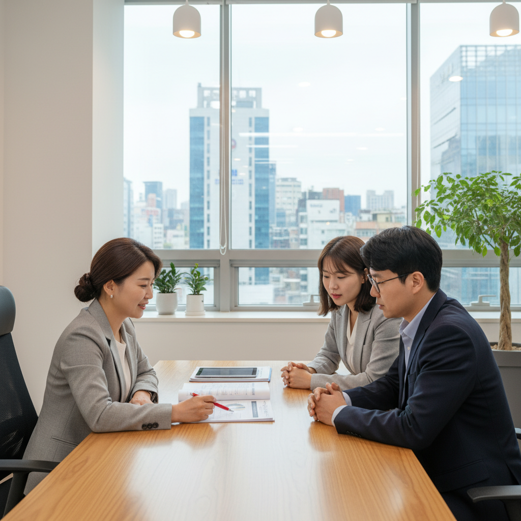 마을금고보험 상담사가 친절하게 건강보험을 설명하는 모습