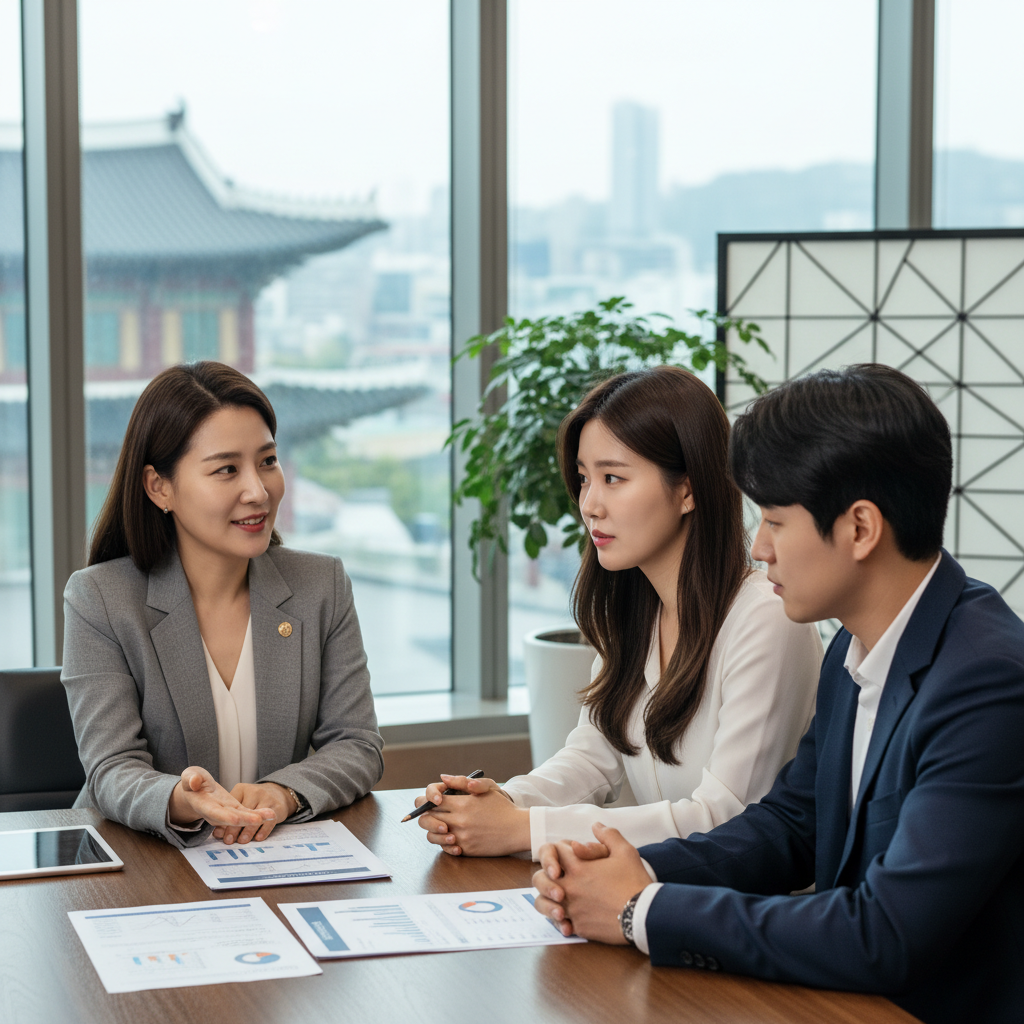 보험 상담 전문가와 라섹실비보험에 대해 상담하는 모습 보험 상담 전문가와 라섹실비보험에 대해 상담하는 모습