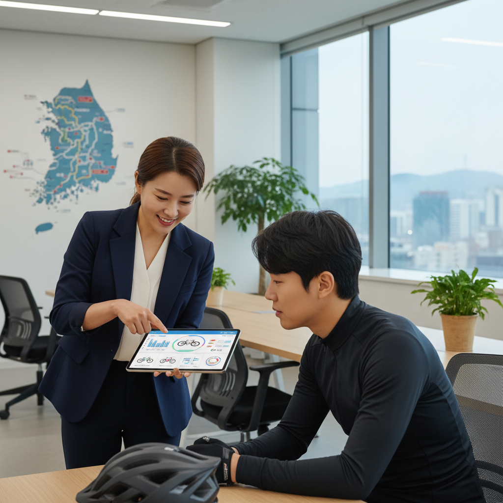 자전거사고보험 상담을 받는 사람
