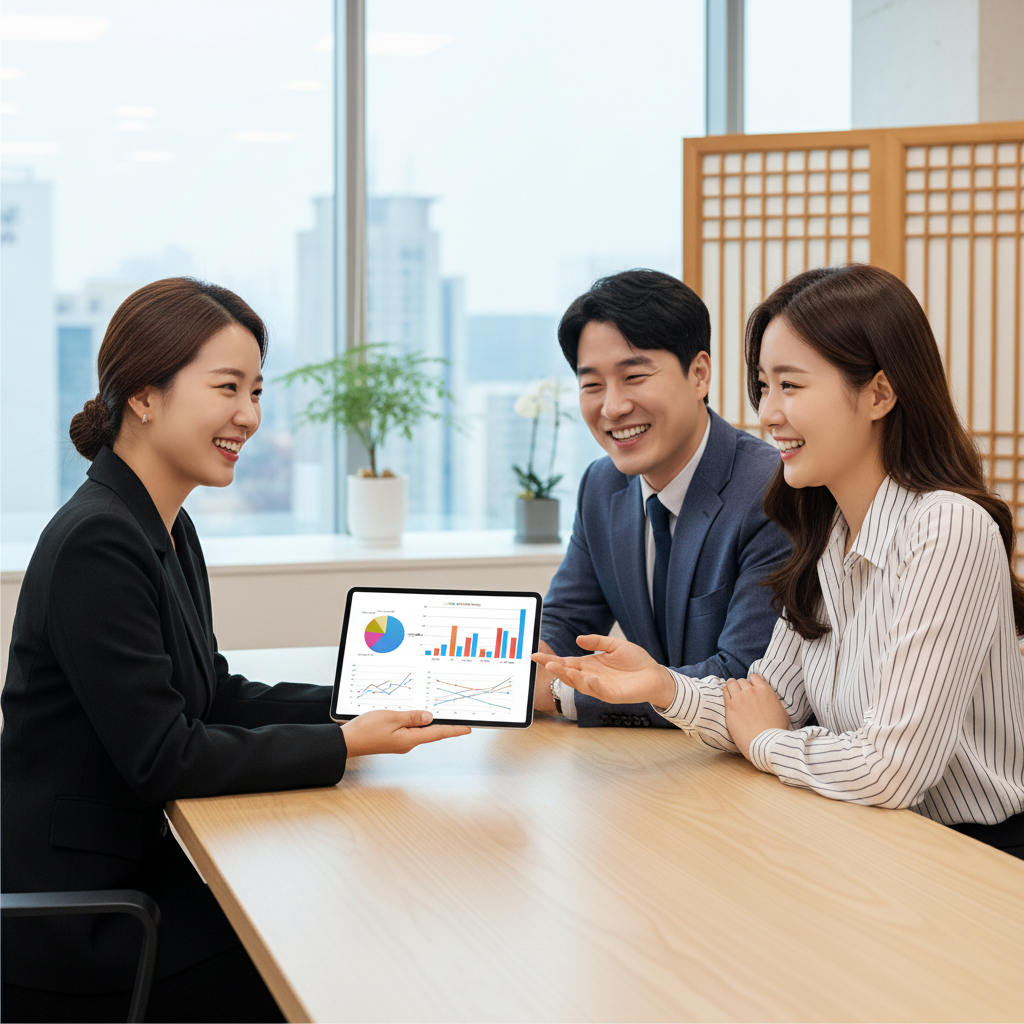 탄만큼내는자동차보험 상품 설명을 듣는 상담 장면 탄만큼내는자동차보험 상품 설명을 듣는 상담 장면