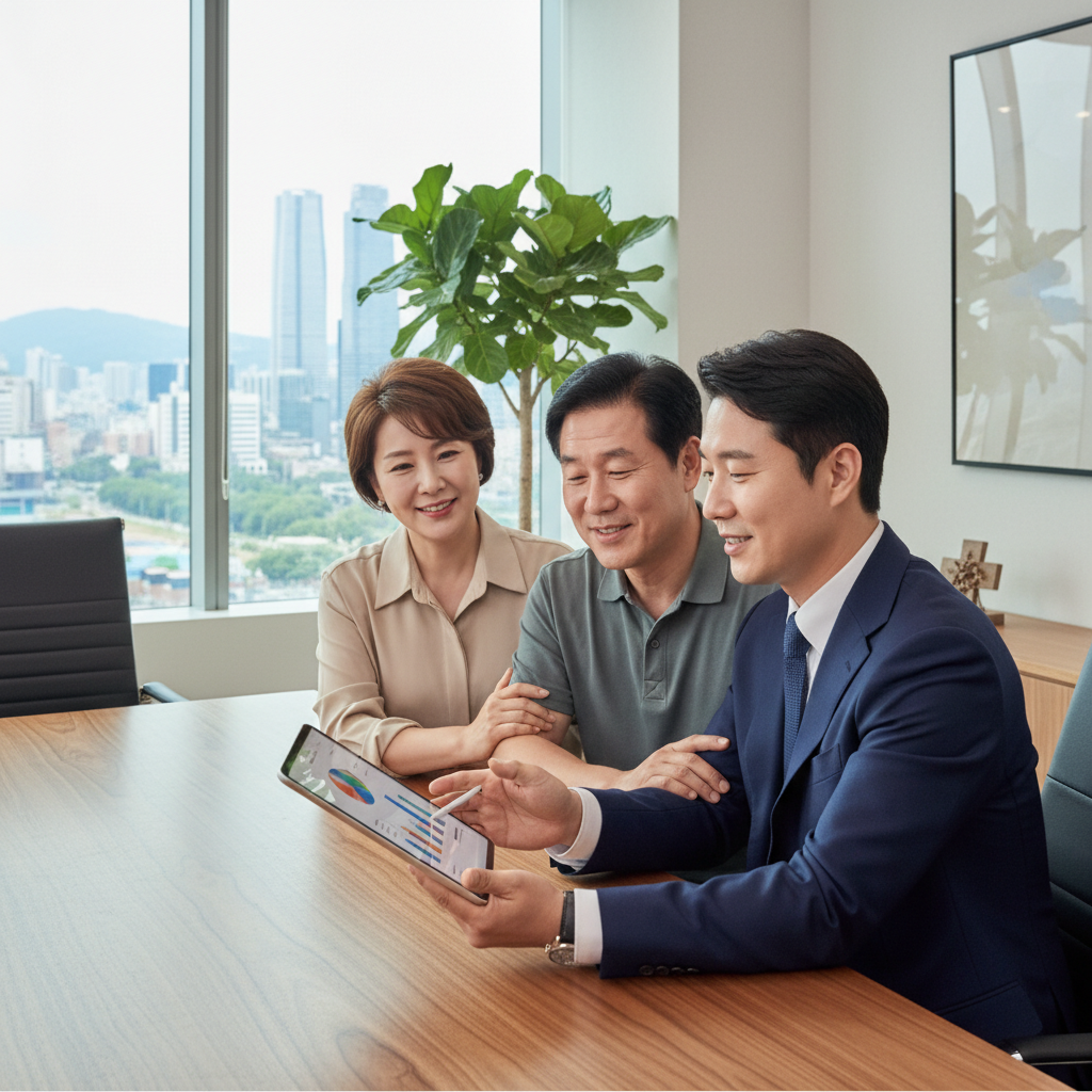 비과세금융상품 상담을 받는 부부와 전문가