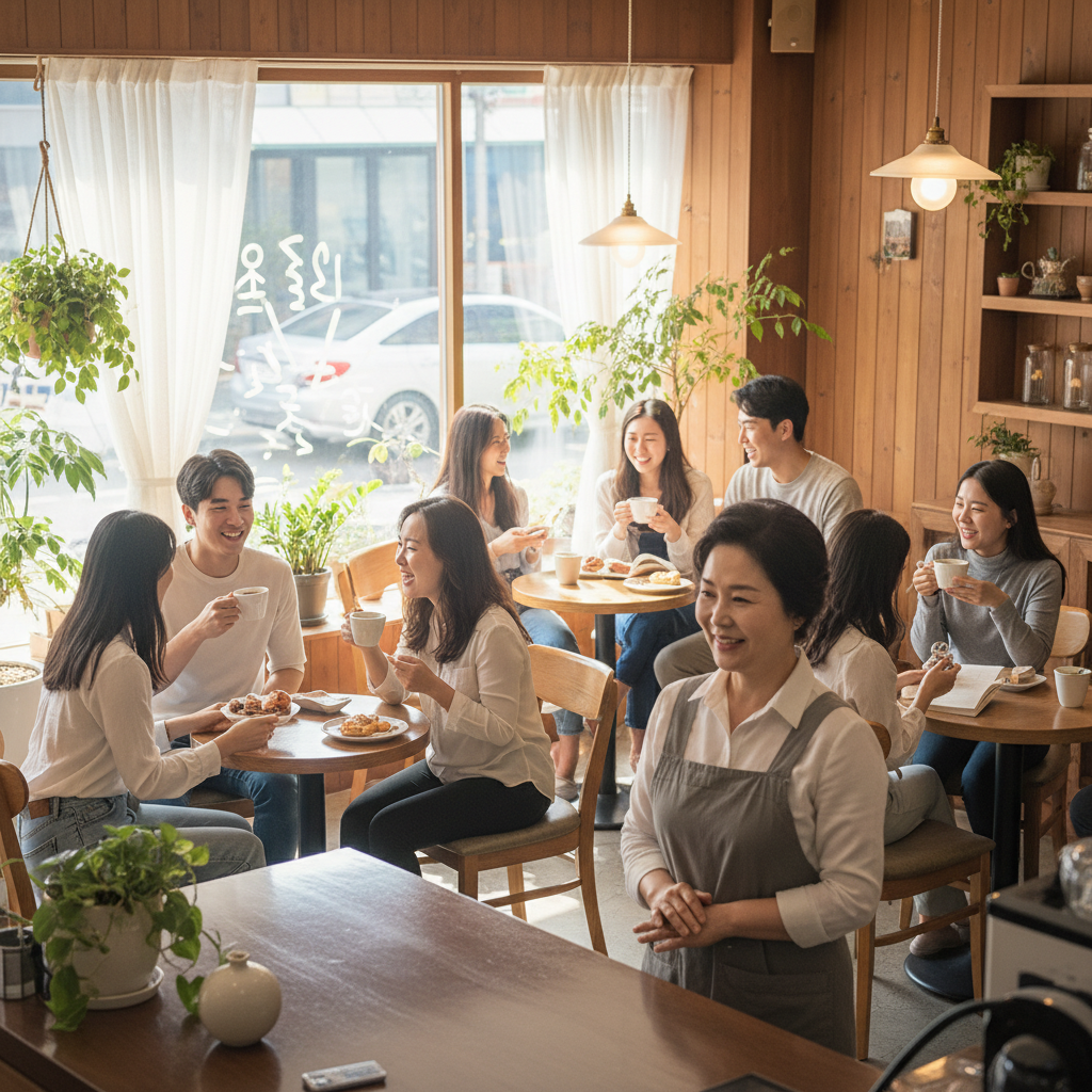 안심하고 사업을 운영하는 행복한 카페 사장님