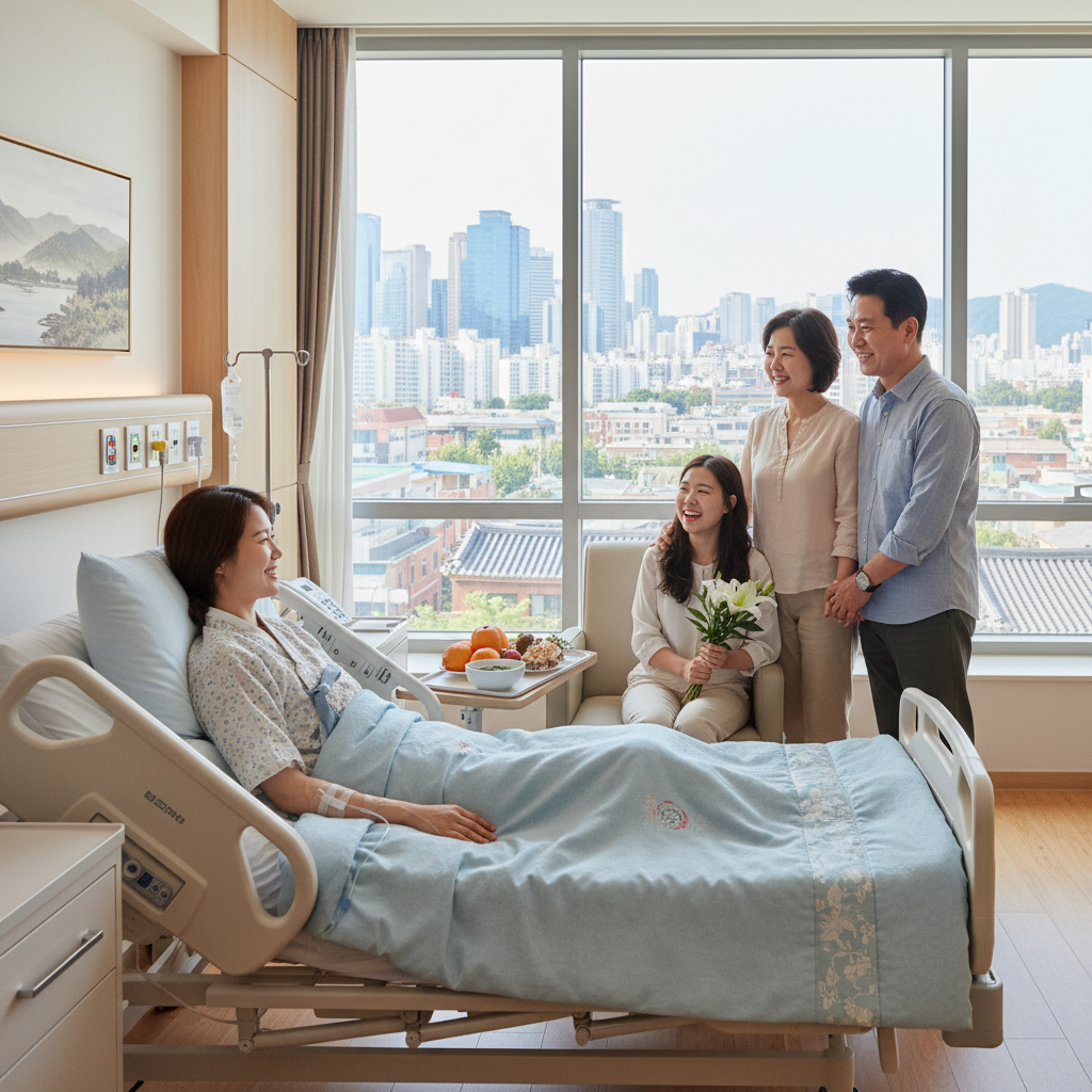 입원실보험 덕분에 경제적 부담 없이 편안하게 회복하는 환자