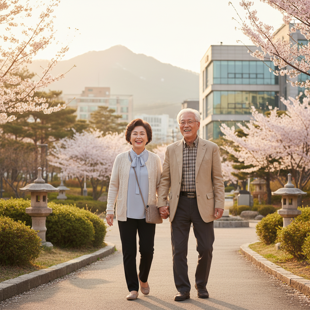 든든한 생애설계로 건강하고 행복한 노후를 보내는 노부부