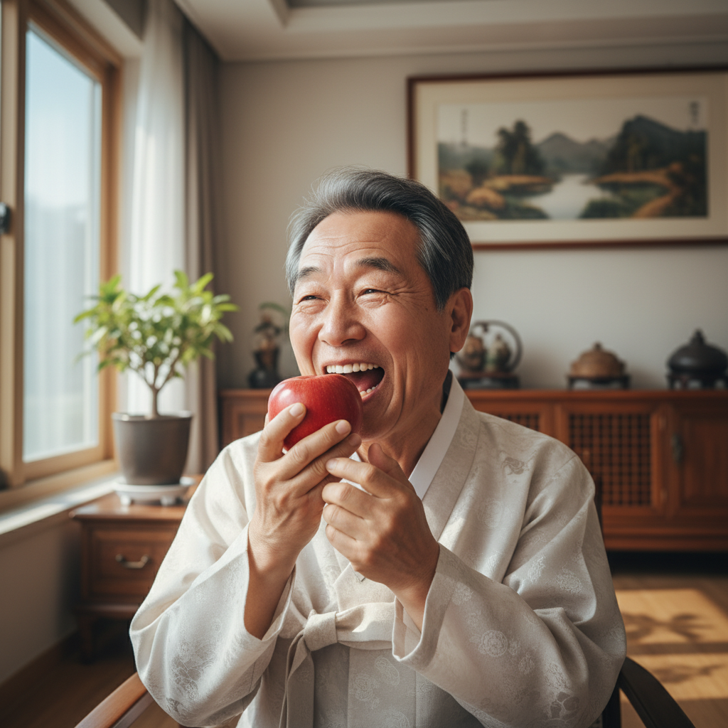임플란트 후 활짝 웃는 노년층
