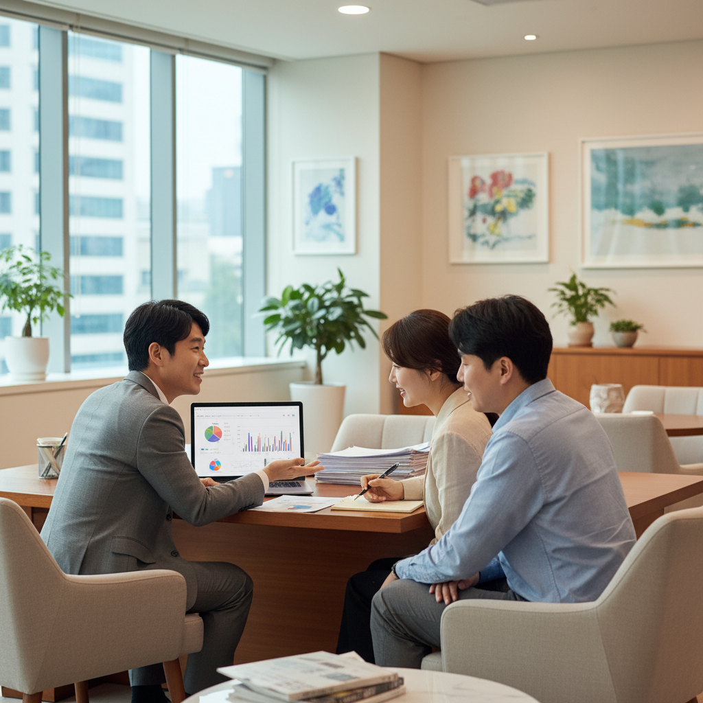 전문가와 30대암보험 상담하는 모습