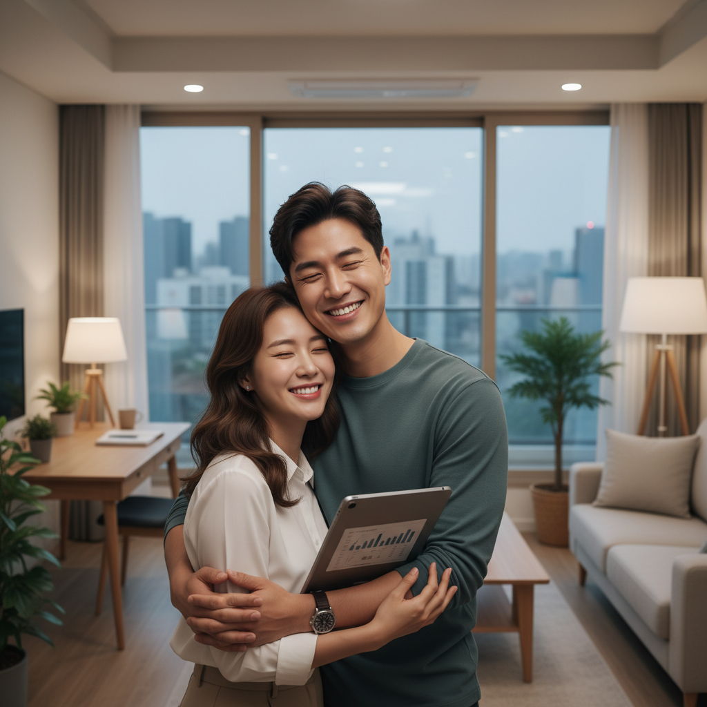 30대암보험 가입 후 안심하는 부부