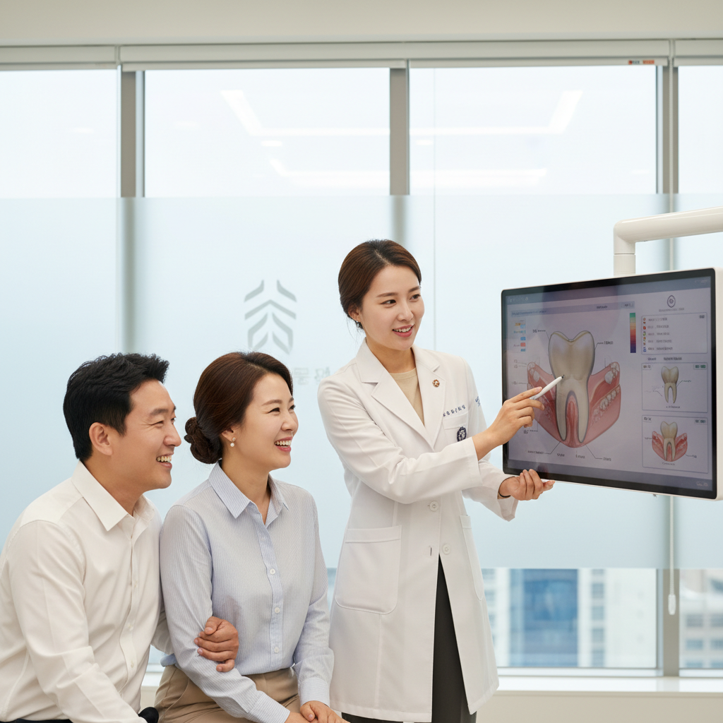 치아보험보장내용 설명 듣는 부부 치아보험보장내용 설명 듣는 부부