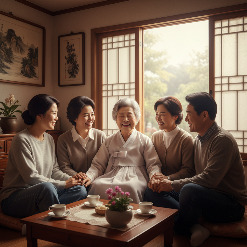 80대간병보험으로 안심하고 행복한 노년을 보내는 가족의 모습 80대간병보험으로 안심하고 행복한 노년을 보내는 가족의 모습