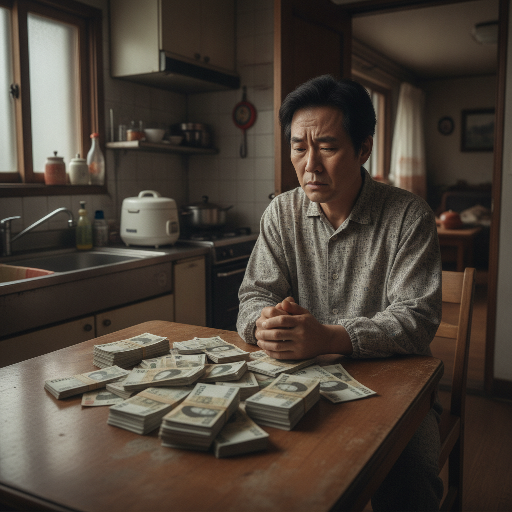 병원비 청구서를 보며 걱정하는 사람의 모습