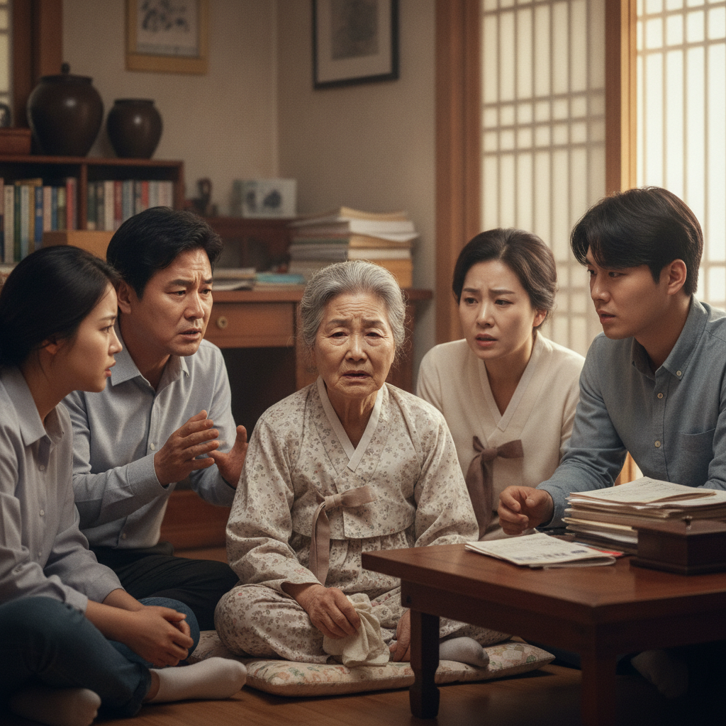 치매로 인한 혼란과 가족의 걱정을 보여주는 이미지 치매로 인한 혼란과 가족의 걱정을 보여주는 이미지