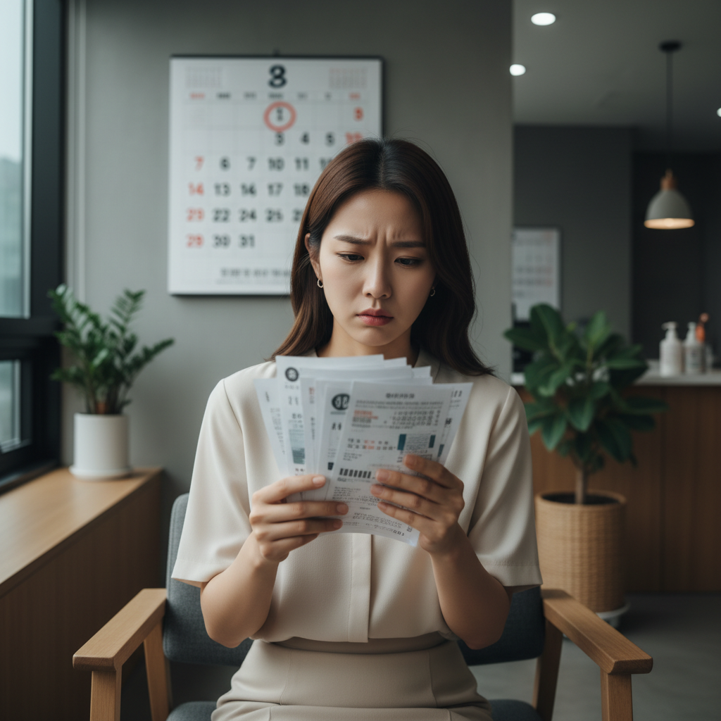 치아보험기간을 확인하며 고민하는 사람