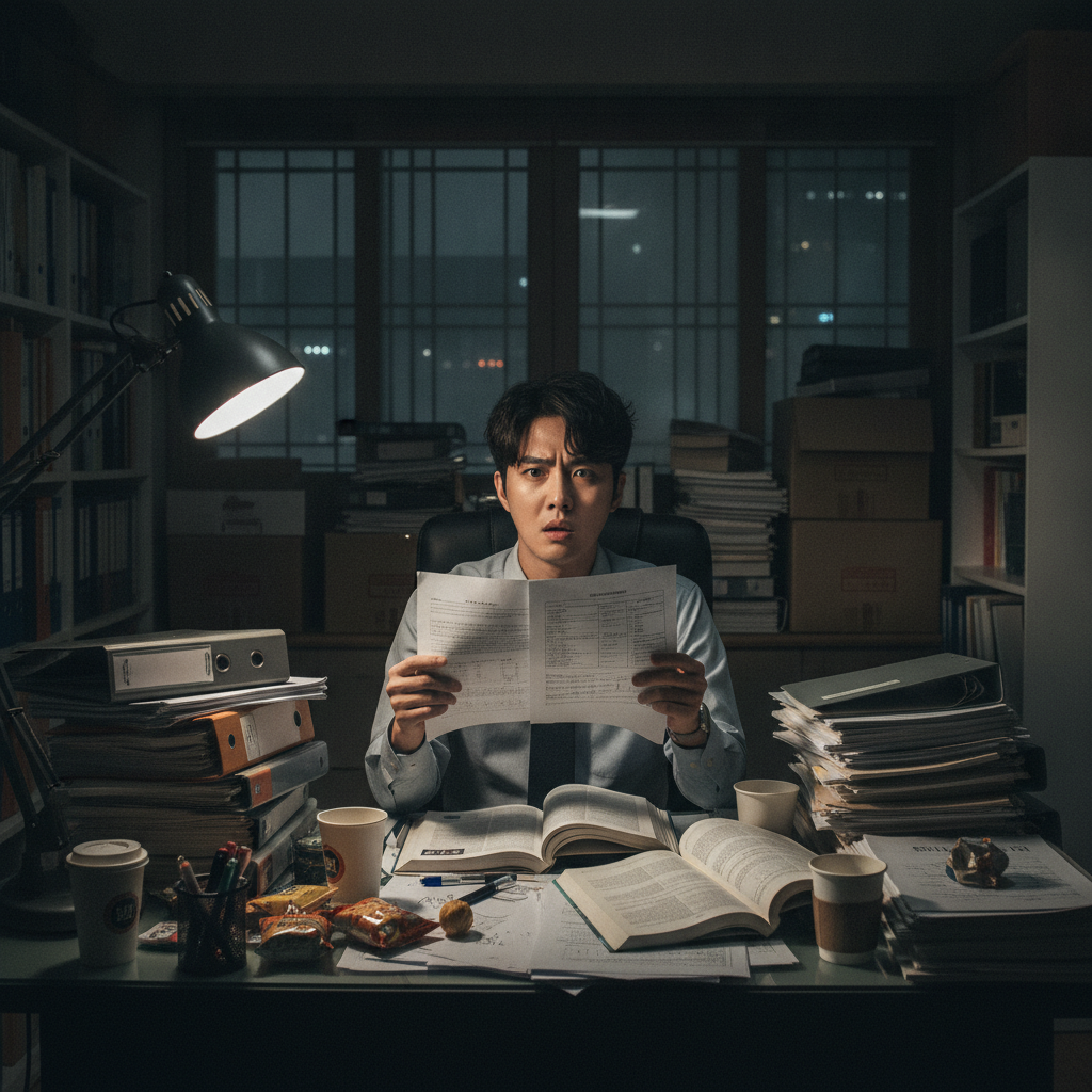 복잡한 서류를 보고 혼란스러워하는 사람의 모습, 보험보장확인 복잡한 서류를 보고 혼란스러워하는 사람의 모습, 보험보장확인