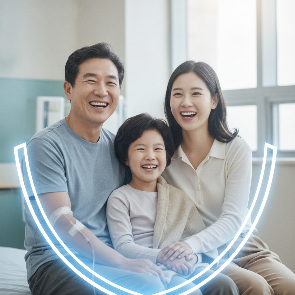 실손보험으로 안심하고 치료받는 가족의 모습