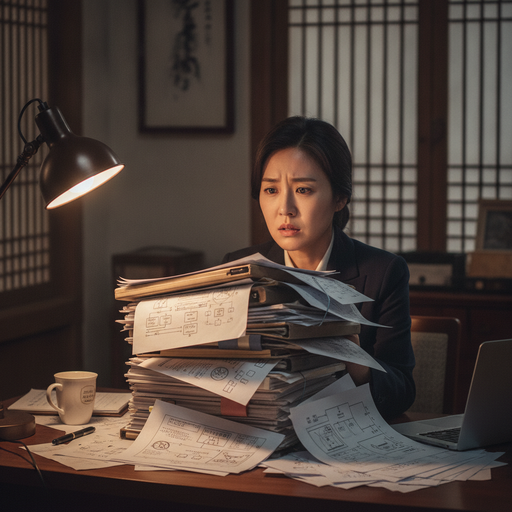 복잡한 서류 앞에서 고민하는 사람, 실비단독가입의 필요성