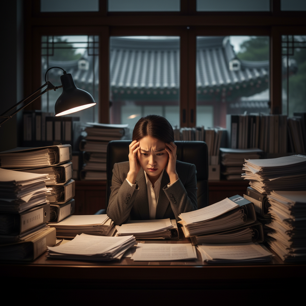 복잡한 건강보험다이렉트 서류를 보고 고민하는 사람