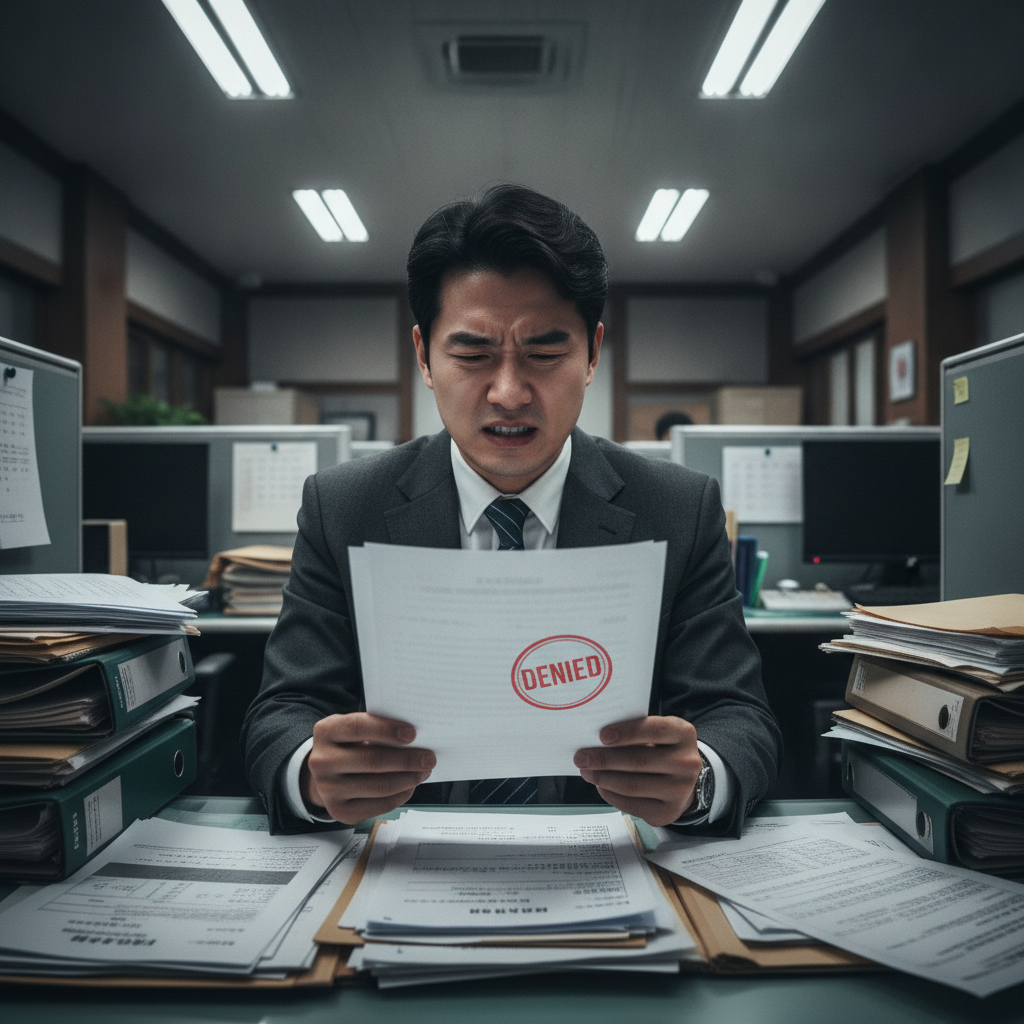 산재 불승인 처분을 받고 좌절하는 재해자