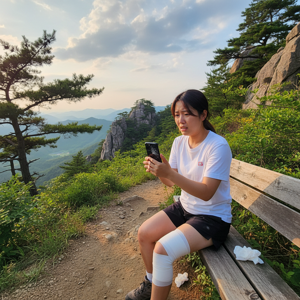 국내 여행 중 스마트폰 파손과 부상으로 곤란해하는 사람