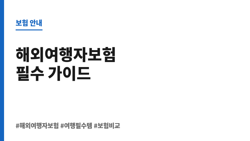 해외여행여행자보험비교 보조 이미지
