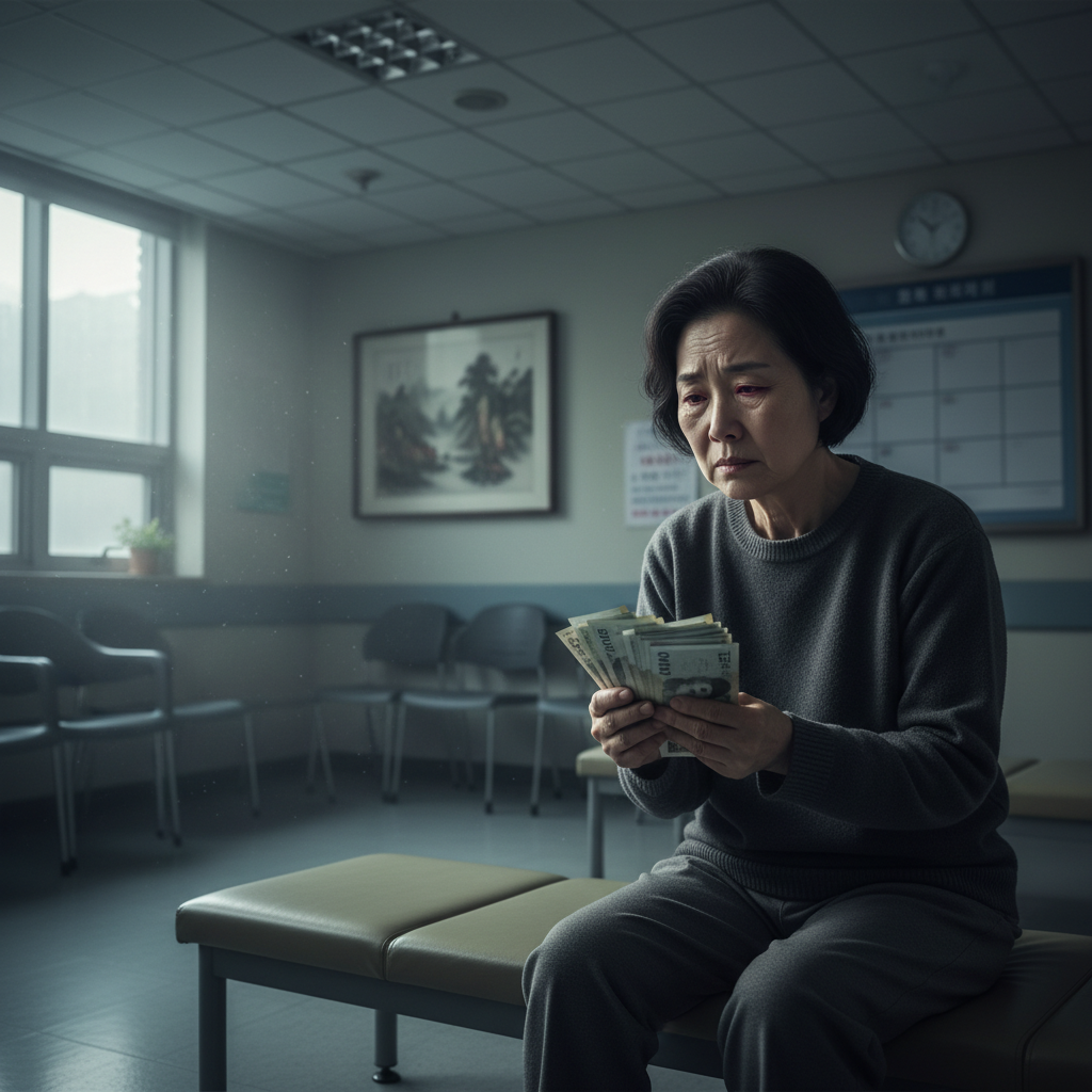 병원비 청구서에 걱정하는 젊은 여성, 실비보험다이렉트가입 준비의 필요성 병원비 청구서에 걱정하는 젊은 여성, 실비보험다이렉트가입 준비의 필요성