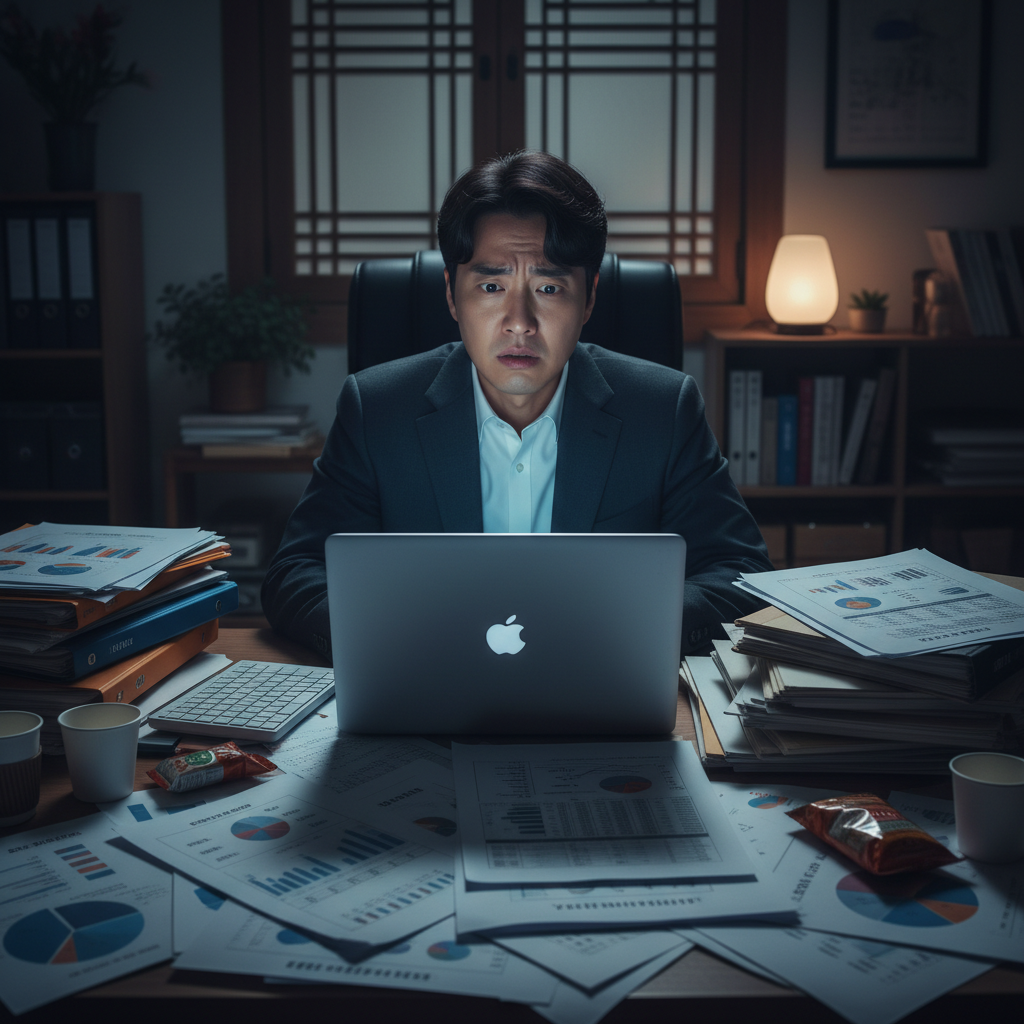 복잡한 서류에 둘러싸여 자동차보험다이렉트추천을 고민하는 사람 복잡한 서류에 둘러싸여 자동차보험다이렉트추천을 고민하는 사람