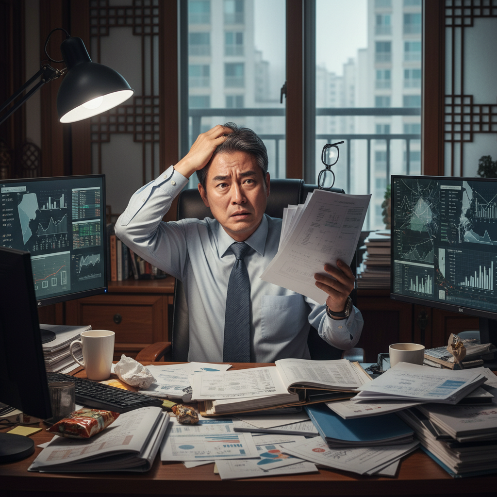 복잡한 연금 서류를 보며 고민하는 사람, 내연금조회 필요성