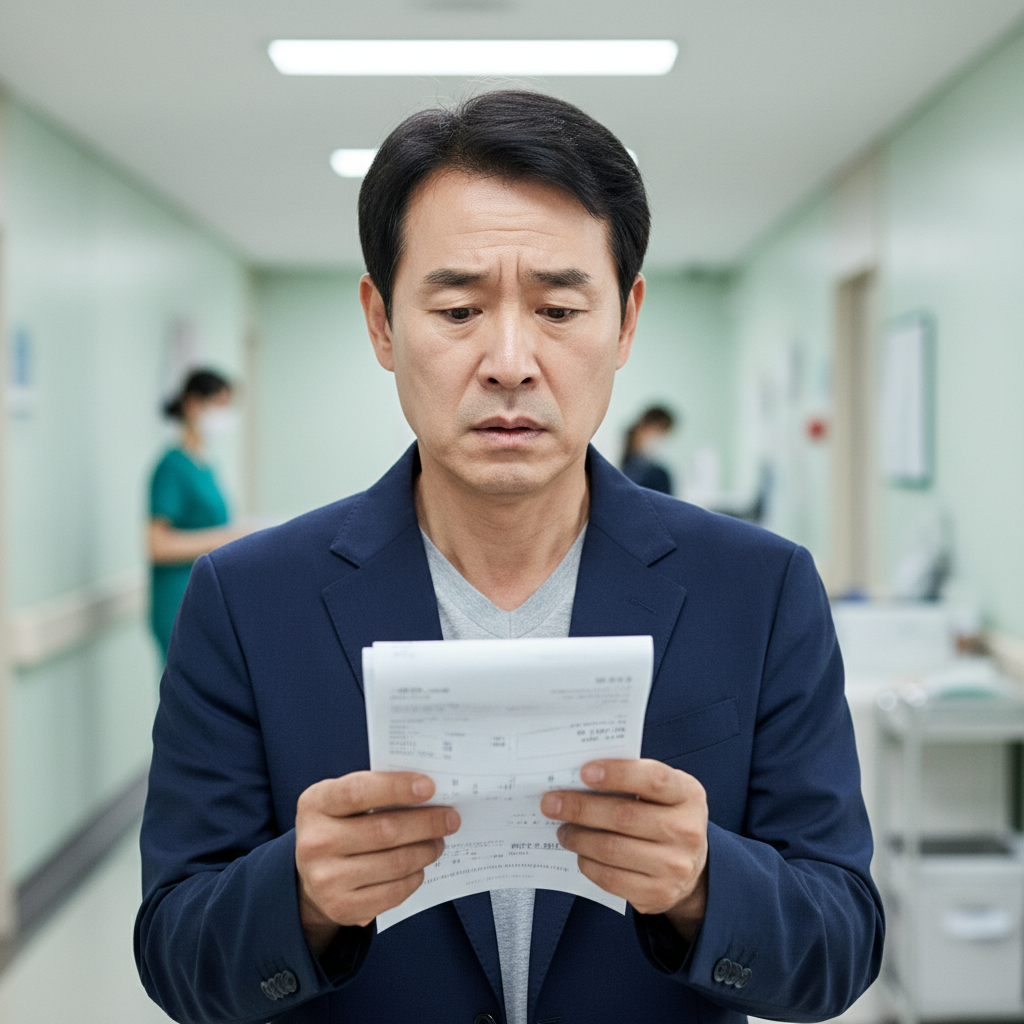 뇌경색 진단 후 치료비 걱정하는 남자