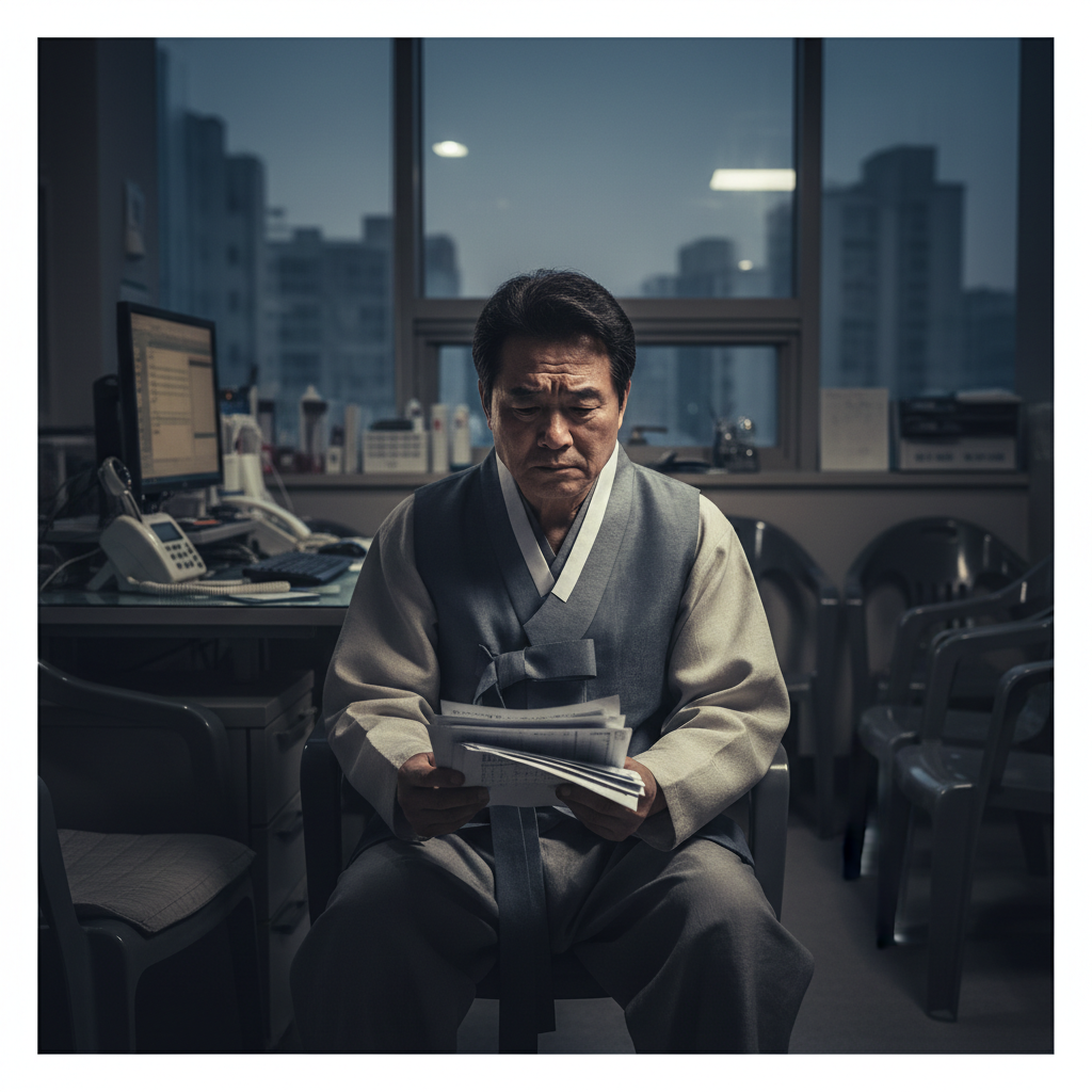 고혈압 당뇨 진단 후 의료비 걱정하는 중년 남성