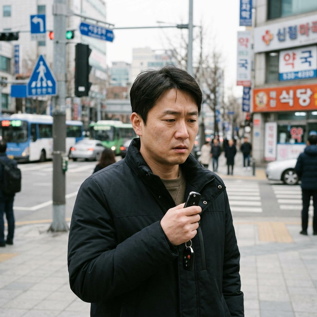 교통사고 걱정하는 운전자 이미지