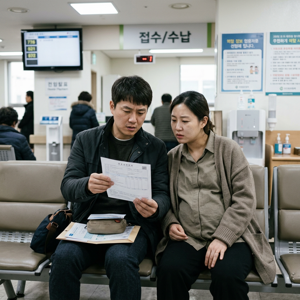 시험관쌍둥이태아보험 가입을 고민하는 부부의 모습